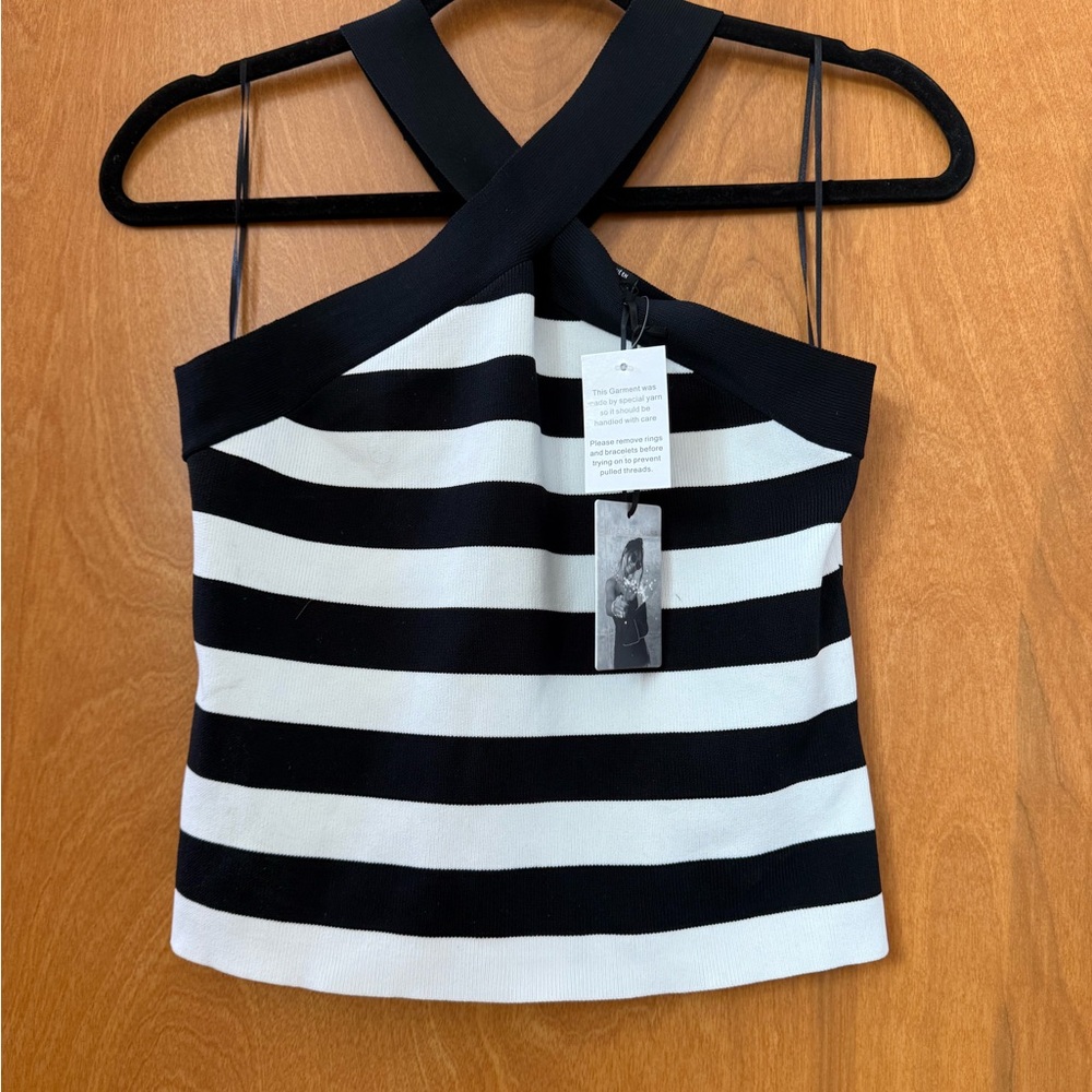 Sincerely Jules Black and White Striped Crop Top - New with Tags!
